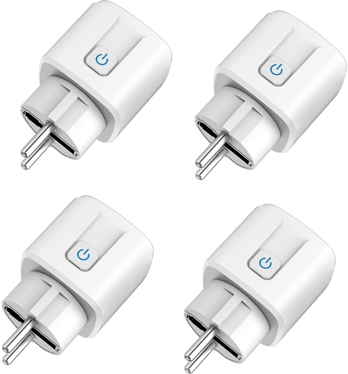 SnelShoppen - Intelligent WiFi Stopcontact 16A - Smart Plug met Spraakbediening voor Alexa en Google Home - Mobiele App Controle - 4 Stuks - 2.4 GHz V