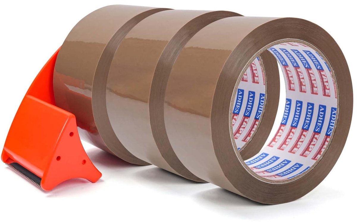SnelShoppen - Adhres Bruine Verpakkingstape 48mm x 50m - Stevige Verpakkingstape voor Pakketten, Verhuisdozen, Robuuste OPP Tape voor Verhuizingen - S