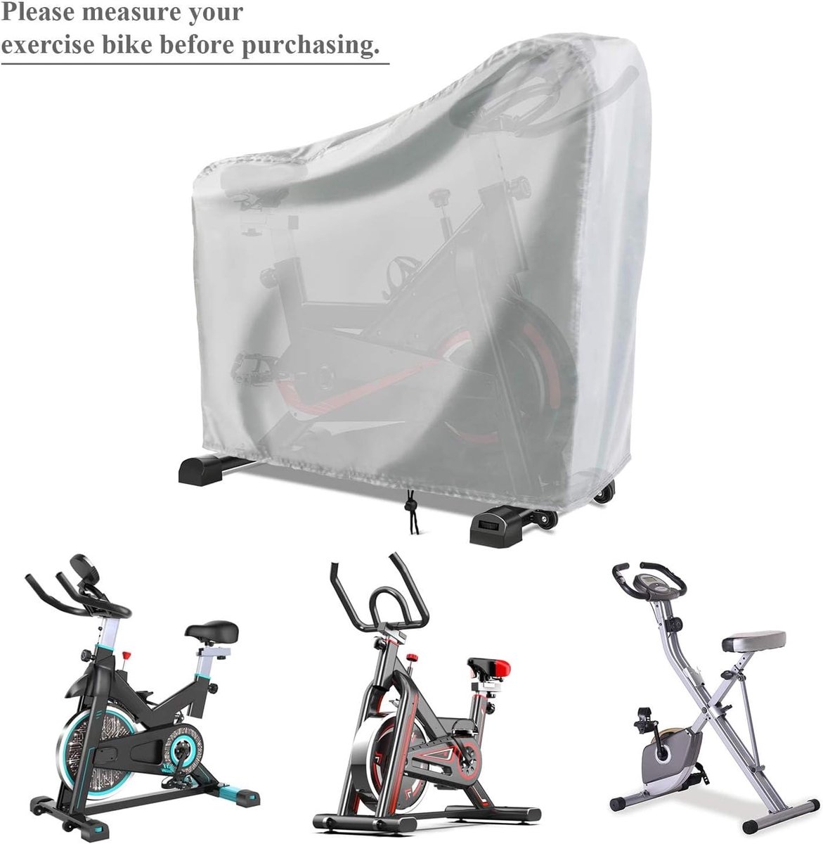 SnelShoppen - Exercise Bike Cover - Beschermhoes voor Hometrainers, Waterdicht, Stofdicht, Windbestendig, Zilver, Ideaal voor Binnen en Buiten Fitness