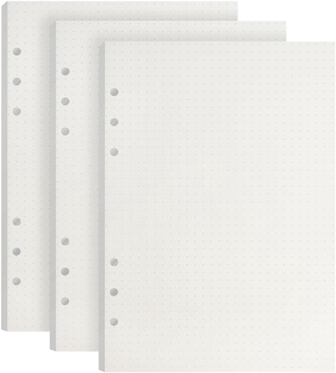 SnelShoppen - 3-pack A5 Notebook Refill - 135 Vellen Dotted Refill Papier - 6-Gaten Refillable Binder Papier voor Notitieboek, Dagboek, Schetsen, Schi
