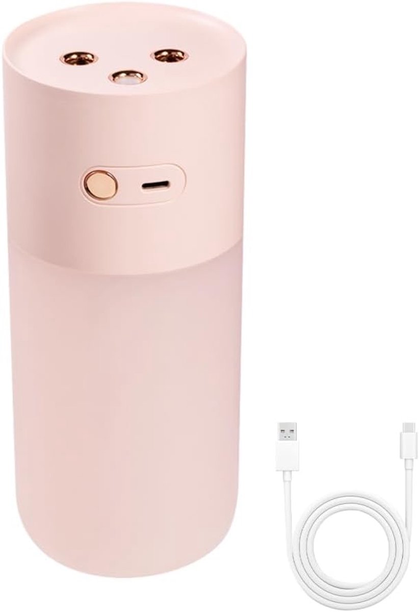 SnelShoppen - Portable Humidifier, Stille Mini Desk Luchtbevochtiger met Dubbele Spraykop, Koele Mist en Nachtlamp voor Slaapkamer, Kantoor, Auto en P