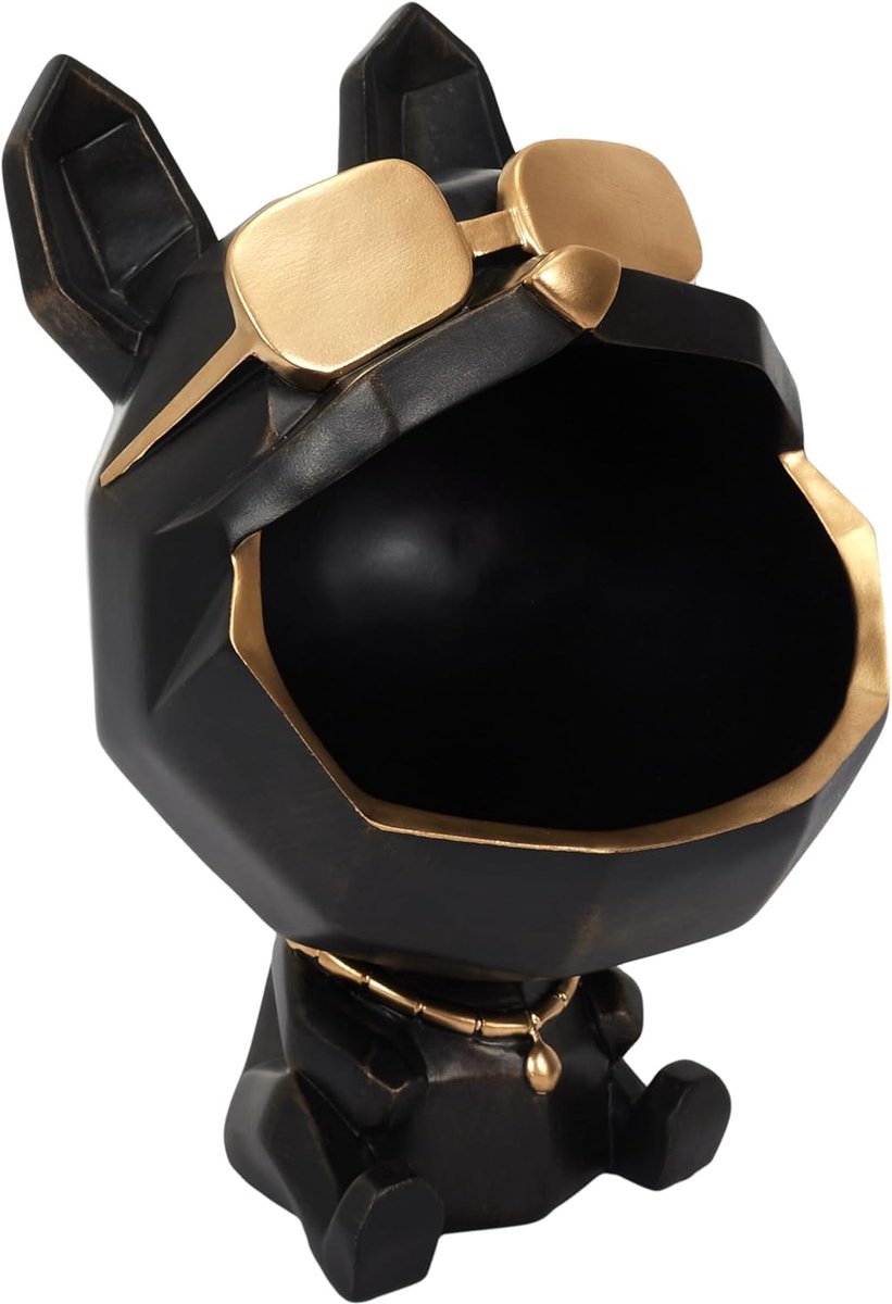 SnelShoppen - Sculptuur voor Honden met Bril - 23 cm Hoog - Stijlvolle Polyresin Decoratie - Unieke Cadeau Idee voor Dierliefhebbers - Modern en Chic