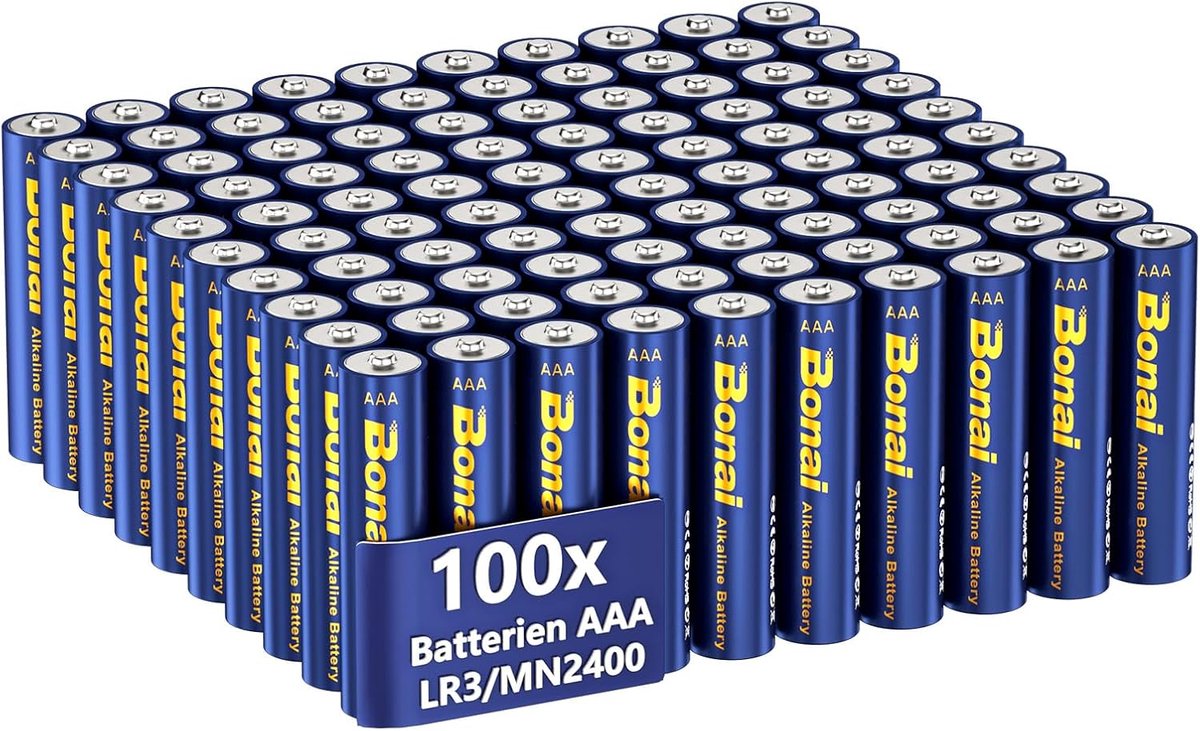 SnelShoppen - AAA Alkaline Batterijen LR03 1.5V - 100 Stuks - Lange Levensduur - Anti-Lek Technologie - Ideaal voor Afstandsbedieningen, Klokken en Dr