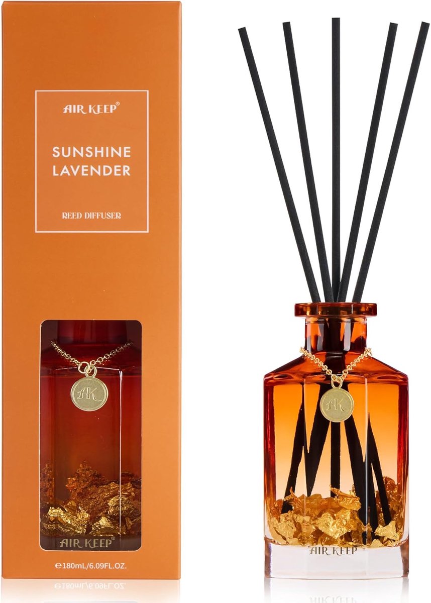 SnelShoppen - Geurdiffuser 180 ml - Sunshine Lavender - Langdurig Huisparfum met 8 Geursto