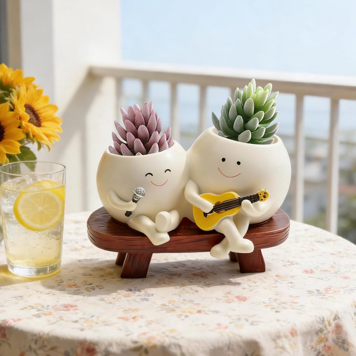 SnelShoppen - Zingen Bloempot met Kleurrijk Design, Creatieve Succulent Pot met Afvoergaatje, Grappige Tuin Decoratie voor Binnen en Buiten Gebruik