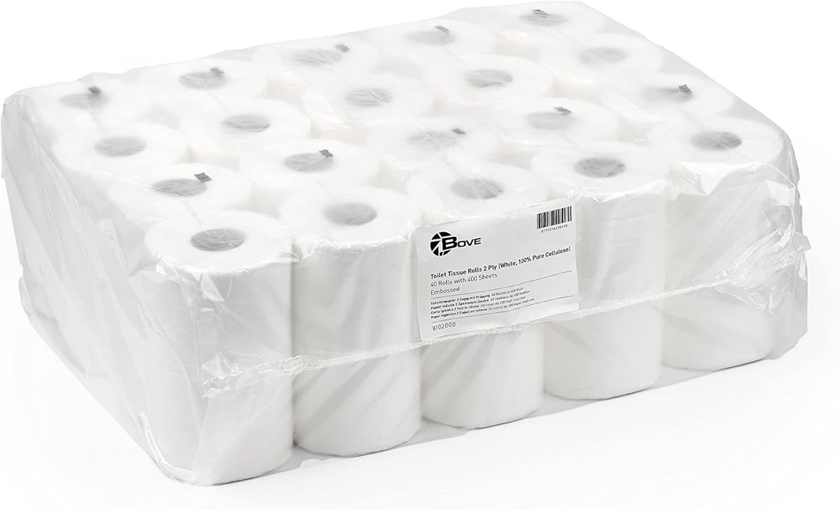 SnelShoppen - Supersoft Toiletpapier 2-laags Wit - 40 Rollen - Ideaal voor Thuis, Camping, Feestjes, en Meer