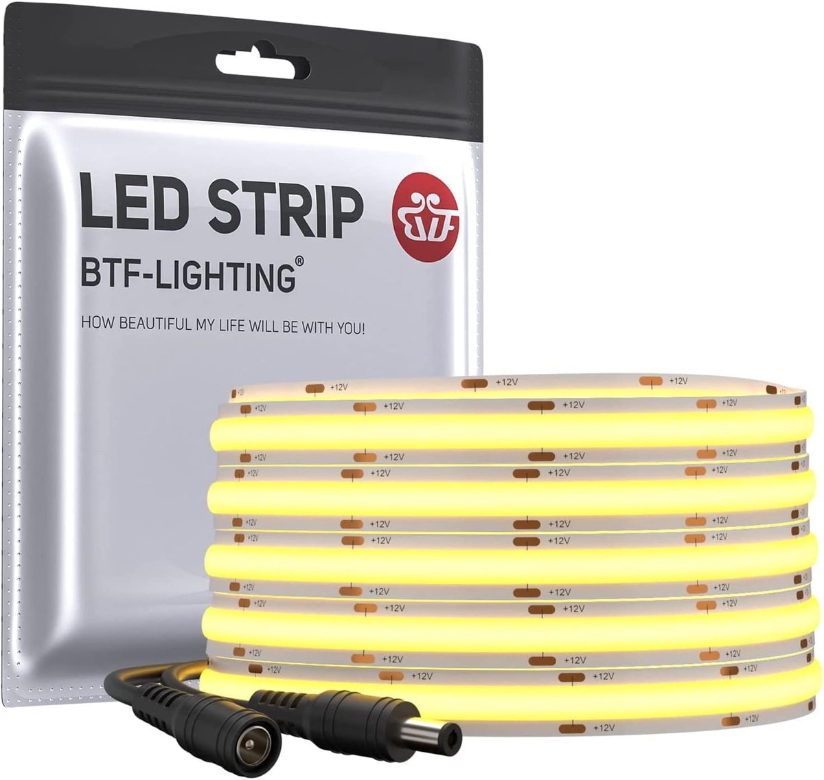 SnelShoppen - Flexibele LED Strip Warm Wit 5M 480LEDs/M Dimbaar FCOB Technologie 3000K 9W/M IP30 Voor Thuisdecoratie Keuken Feest Tuin