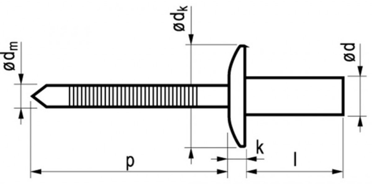 Masterfix Popnagel 4,8x16mm GWD - RVS(A2)/RVS(A2) (Per 500 stuks)
