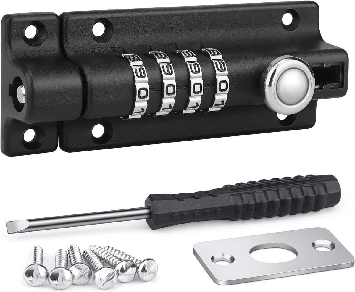 SnelShoppen - Kombibolzen Deurslot 4 Cijfer Combinatieslot, Veiligheids Deurslot met Nummercodes, 120 mm Combinatie Deurslot Handvat, Anti-Mapping Sch