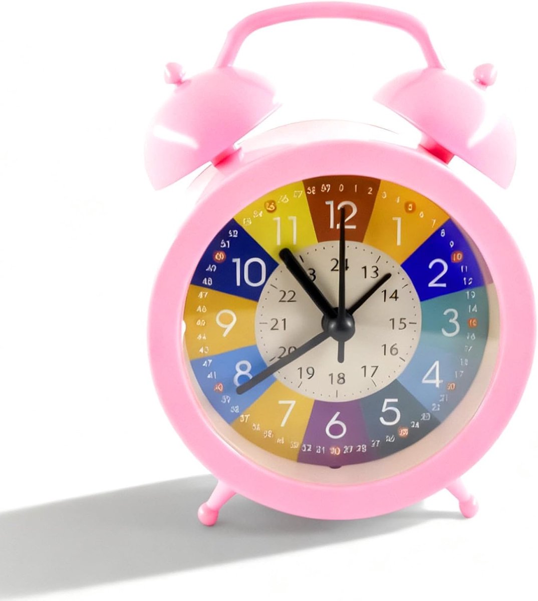 SnelShoppen - Kinderen Analoge Alarmklok - Educatieve Batterij Aangedreven Klok voor Kinderen - Kleurige Wijzerplaat in Roze - Perfect Cadeau voor Kin