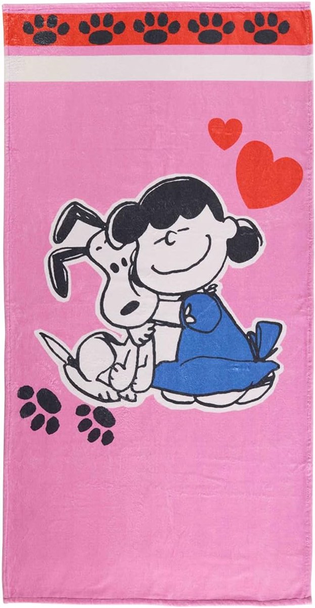 SnelShoppen - Peanuts Snoopy Strandlaken Roze 70 x 140 cm - Zacht en Absorberend - Perfect voor Kinderen en Op Vakantie