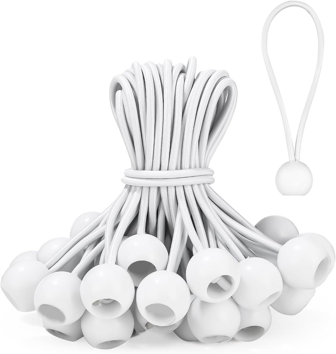 SnelShoppen - Spanrubbers met bal 15cm, 50 stuks Zeildoekspanners, Tentrubbers, Rubberen Lussen voor Dekzeilen, Paviljoens, Spandoeken, Tuin, Feest