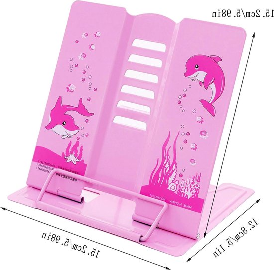 Verstelbare Boekstandaard voor Koken en Lezen - Handige en Draagbare Steun voor Kinderen en Volwassenen in Roze Cartoon Design — afbeelding 4