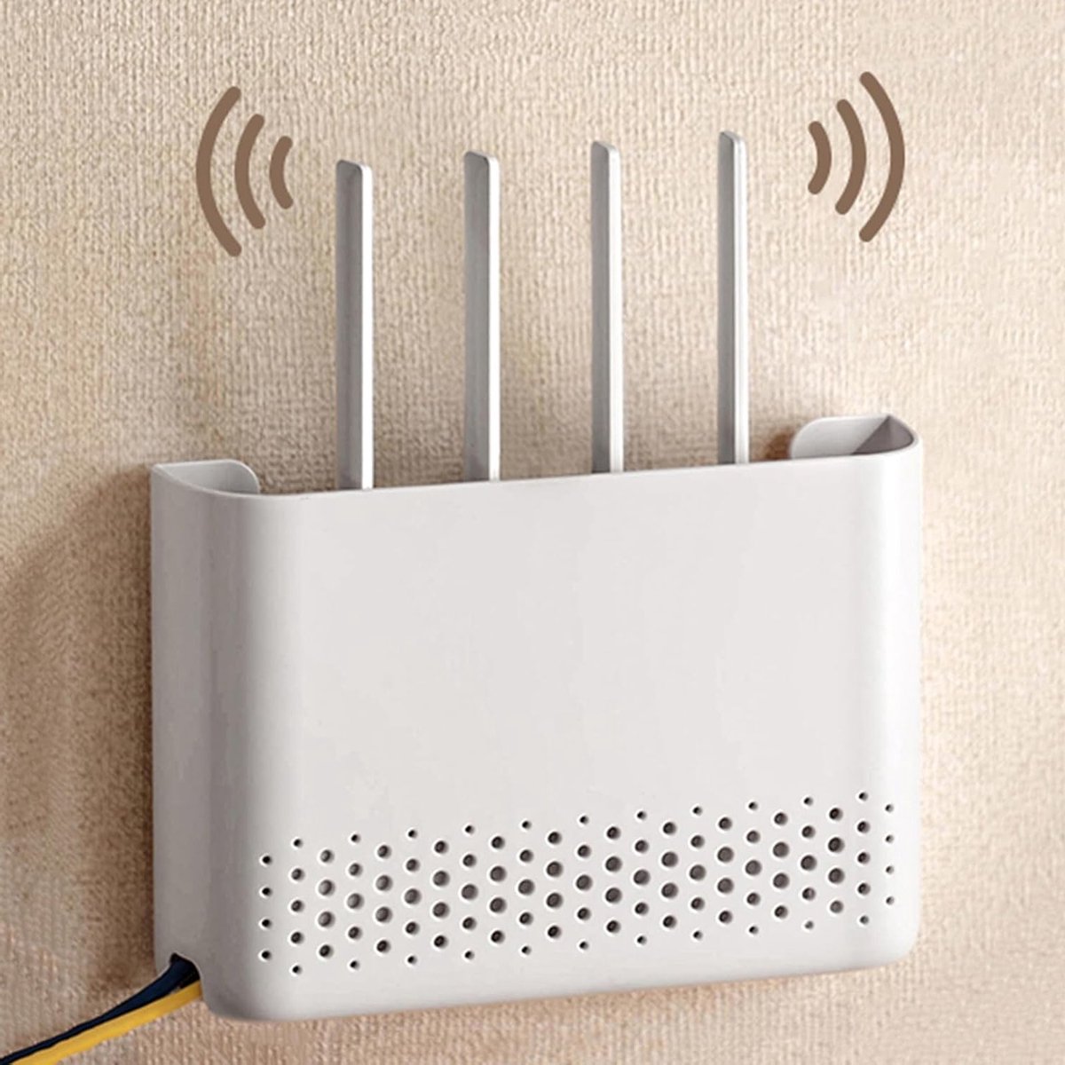 Draagbare Opbergdoos voor WiFi Routers, Muurbevestigde Router Plank, Organiseer Kabels en Apparaten in de Woonkamer (30 x 6 x 22 cm)