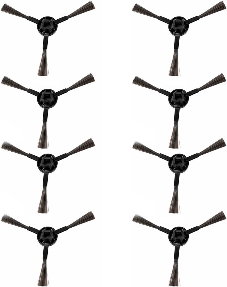 8 Stuks Zijborstels voor Robotstofzuigers - Vervangende Zijborstels van Zacht Silicoon voor E30, L20 en X30 Ultra Modellen