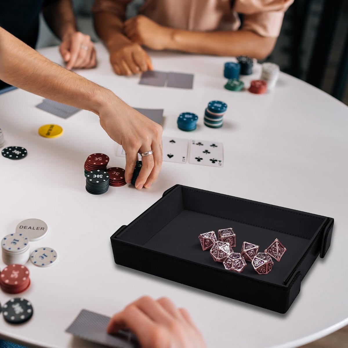 SnelShoppen - Magnetische Vouwbare Dobbelsteen Tray Rectangle - Dice Rolling Tray Houder voor D&D RPG Games - PU Leer - Zwart - Ideaal voor Spellen en