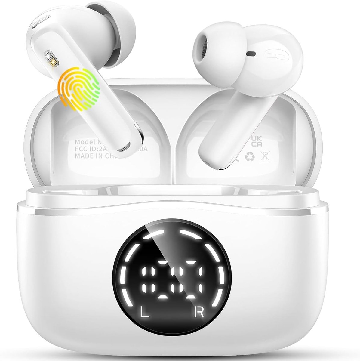 SnelShoppen - Draadloze Bluetooth Hoofdtelefoon In-Ear met 50 Uur Speeltijd, Ruisonderdrukking, Waterdicht, LED-Display voor Sport, Reizen en Dagelijk