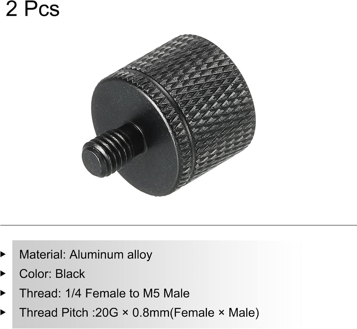 Micro voetadapter 1/4 vrouwelijke x M5 mannelijke camera schroefdraad adapter voor microfoonstatief - 2-pack