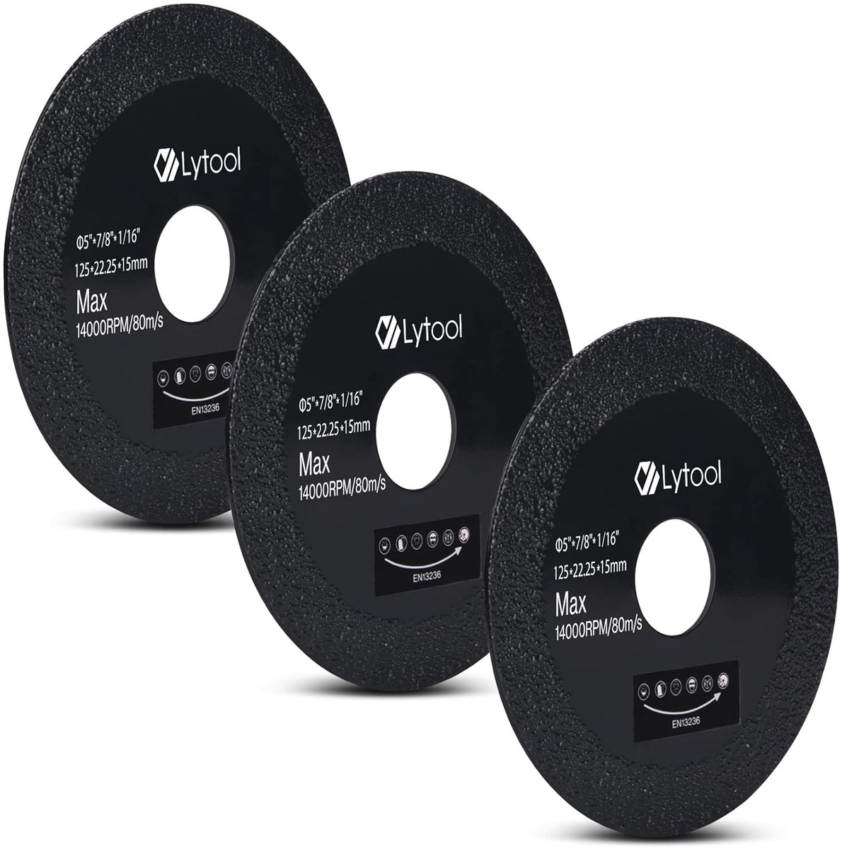 SnelShoppen - 3-Delige Glas Snijschijf Set - Diamant Disc 125 mm x 22.22 mm voor Hoekslijper (M14) - Ideaal voor Snijden van Glasflessen, Glas en Kera