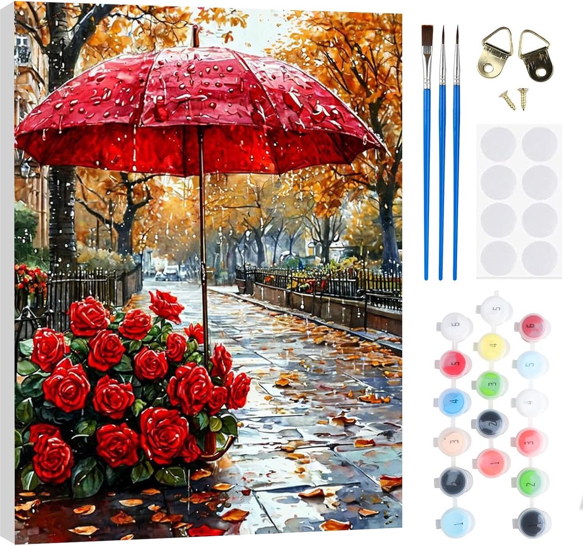 SnelShoppen - Paint by Numbers Kit voor Volwassenen - Schilderen op Nummer met Bloemen, DIY Olie Acryl Schilderpakket 30 x 40 cm met Houten Lijst, Per