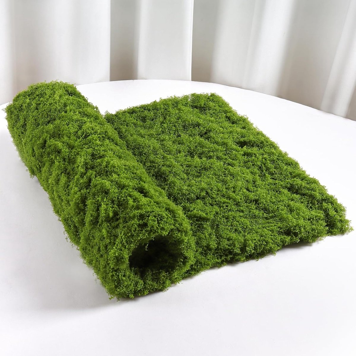 SnelShoppen - Kunstmos voor Decoratie 100 x 100 cm - Realistische Mosmat voor Ambachten, Wanddecoratie, Miniatuurtuinen - Felle Groene Polyester en No