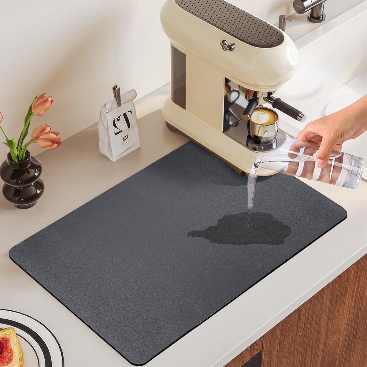 Universele Sneldrogende Afdruipmat 40x30 cm - Absorberend Onderlegger voor Koffiezetapparaat en Keuken