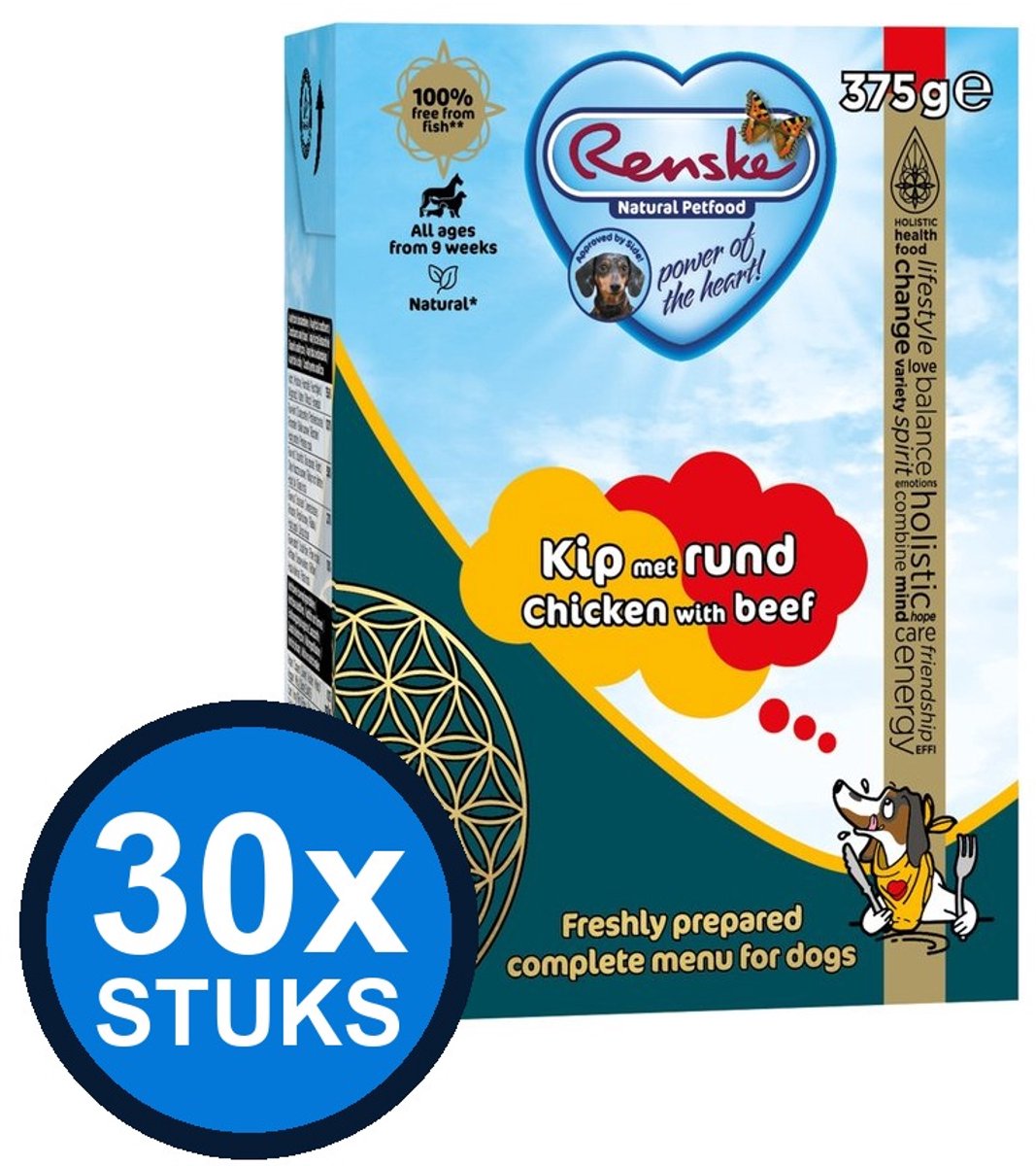 Renske Renske - Vers kip met rund - tetra 375gr - Hondenvoer Natvoer - 375 g