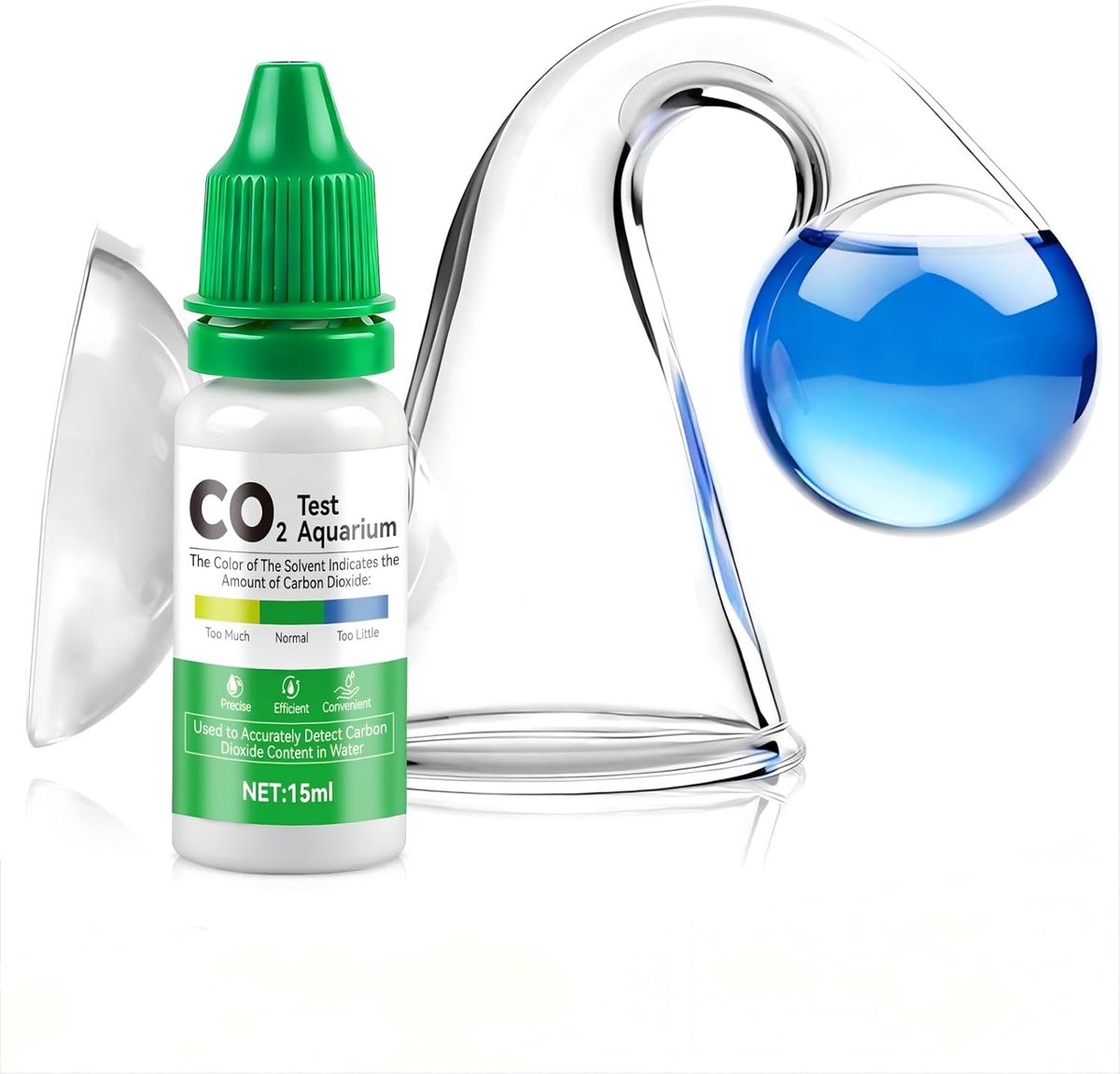 SnelShoppen - CO2 Tester voor Aquariums - Permanente Nauwkeurige Monitoring van CO2 Concentratie in Zoetwater Aquariums - 15 ml Display voor Gezonde V