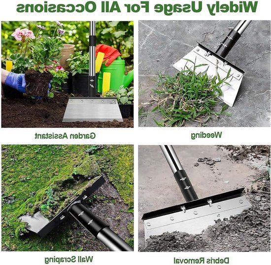 Multifunctionele Tuinschep van 163 cm met Steel, Ideaal voor Tuinonderhoud en Onkruidbestrijding, Schoonmaken van Tuinresten en Mos — afbeelding 4