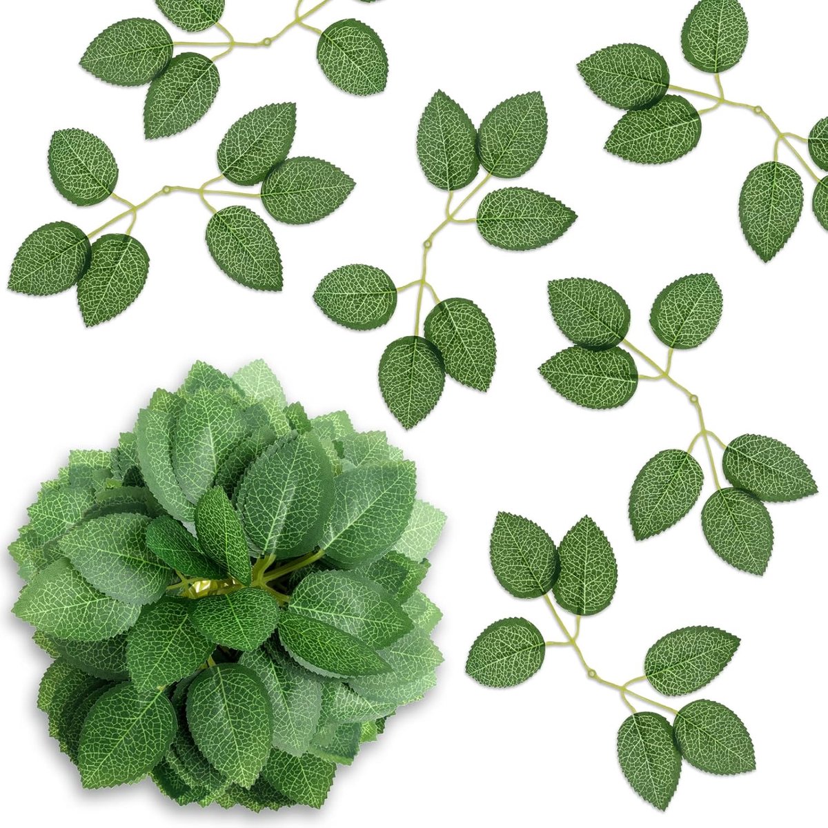 SnelShoppen - 50 Stuks Kunstmatige Groene Rozenbladeren - Zijde Bladeren voor Home Decor, Bruiloft Decoratie, DIY Boeketten, Feestdecoraties