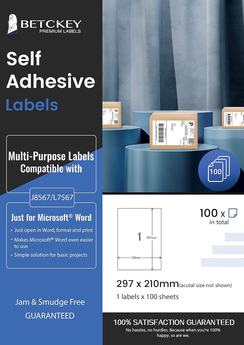 SnelShoppen - 400 Vellen A4 Stickerpapier Labels, Printbare Volledige Zelfklevende Labels voor Inkjet en Laserprinter, 210 x 297mm, Wit, Matte, Geschi