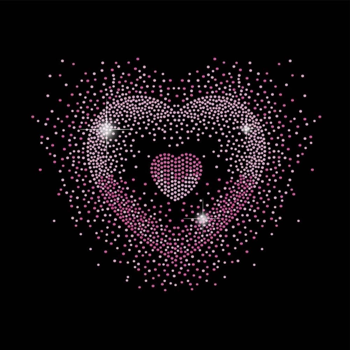 SnelShoppen - Rhinestone Transfer voor T-Shirt - Pink Gradient Hart Bling - Hot Fix Stickers voor DIY Decoratie - 29.7 x 21 cm - Perfect voor Feestjes