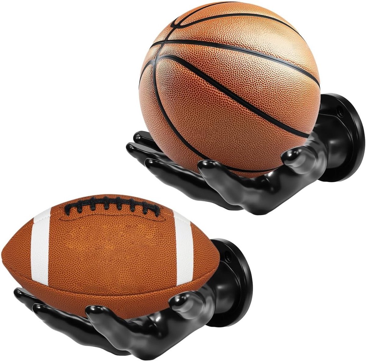 Set van 2 Palm Ball Holders voor Handbal en Basketbal, Wandbevestiging, Stabiele Ballenstandaard, Ideaal voor Binnenopslag en Sportaccessoires