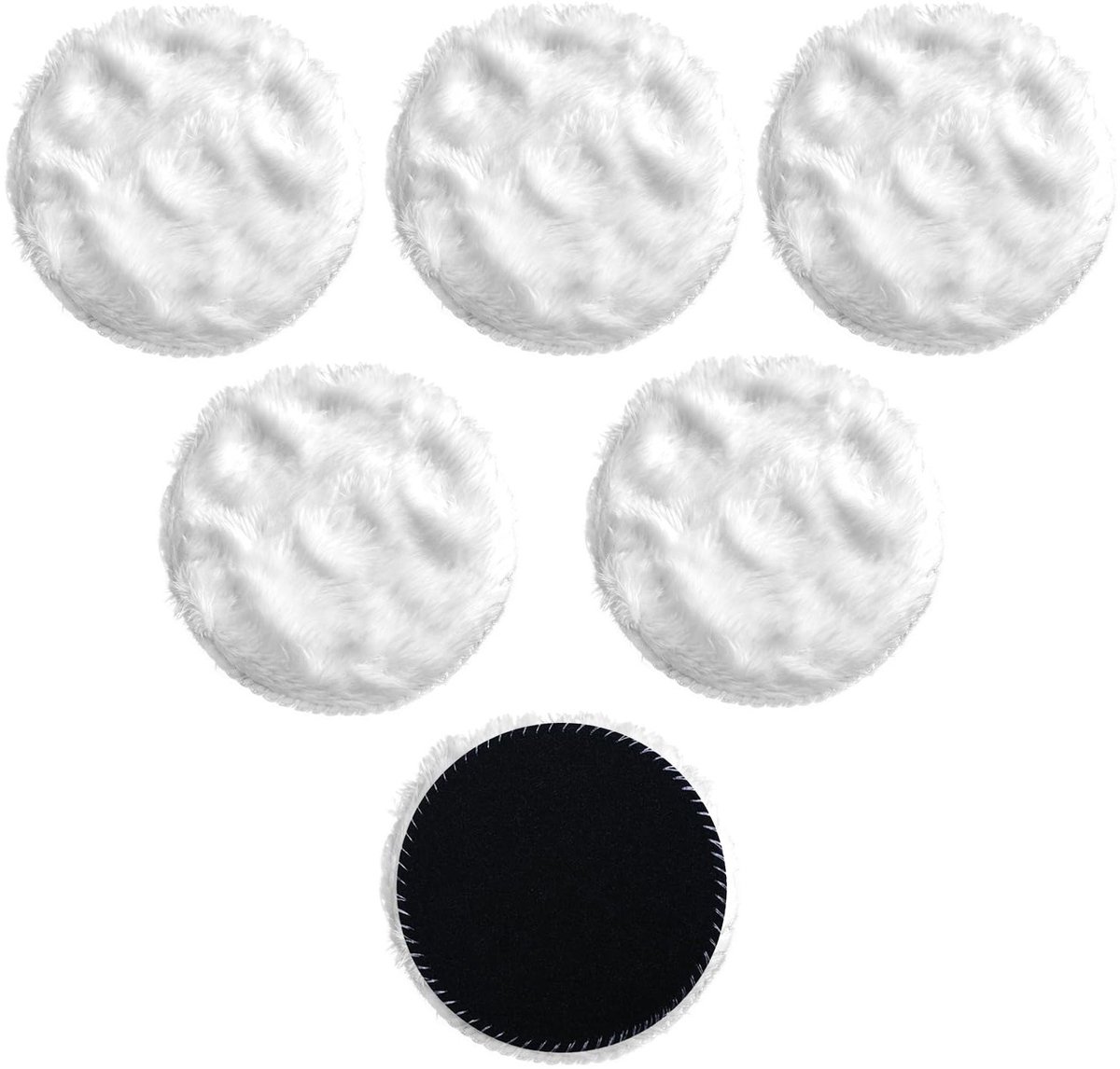 Polijstschijven 125mm - 6 Zachte Polijstpads voor Boormachine en Polijstmachine, Ideaal voor Auto, Meubels en Waxen, Wolmix voor Perfecte Afwerking