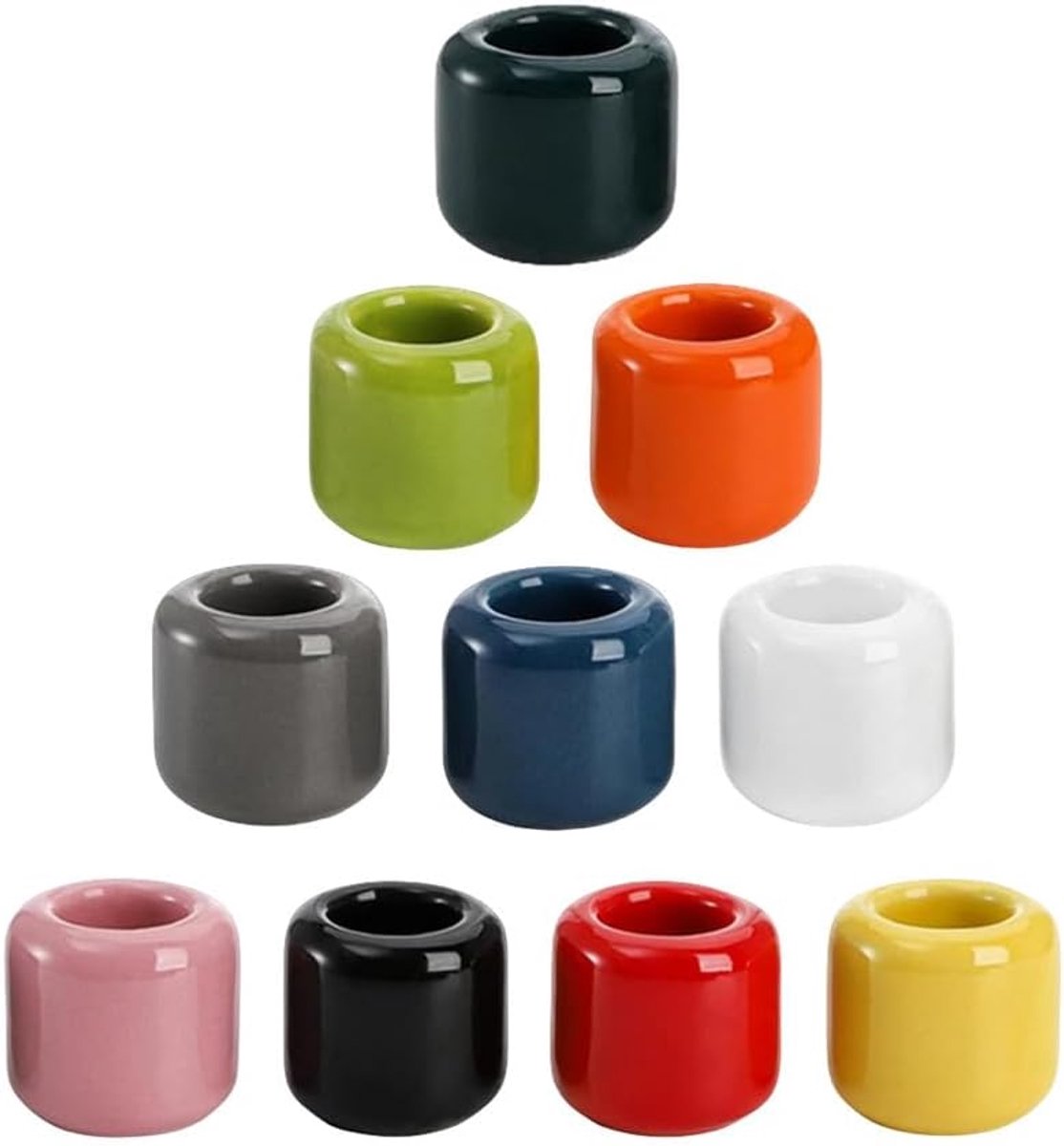 SnelShoppen - 10 Stuks Keramische Kaarsenhouders, 3 cm Hoog, Voor Gongkaarsen tot 1,8 cm, Rituelen, Wicca, Decoratie, Kandelaar voor Thuis, Rituals, S
