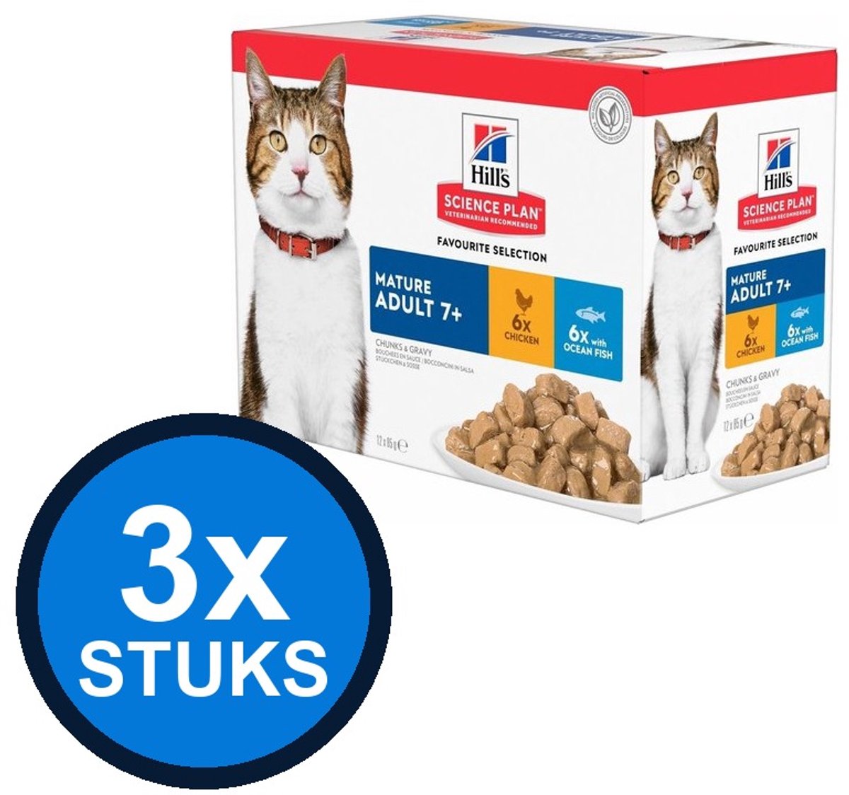 3x Hill's - Science Plan cat mat ad7+ fav sl mp 12x85gr - Kattenvoer - 1.02 kg