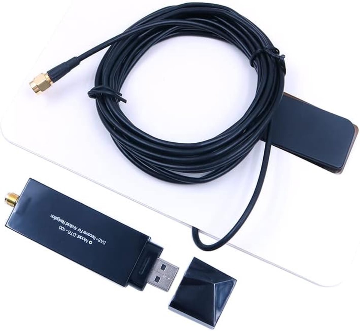 SnelShoppen - DAB Radio Ontvanger Auto Antenne Digitale DAB+ Adapter Tuner Box Audiokabel USB Versterkte Loopantenne voor Android - Hoge Kwaliteit Ste