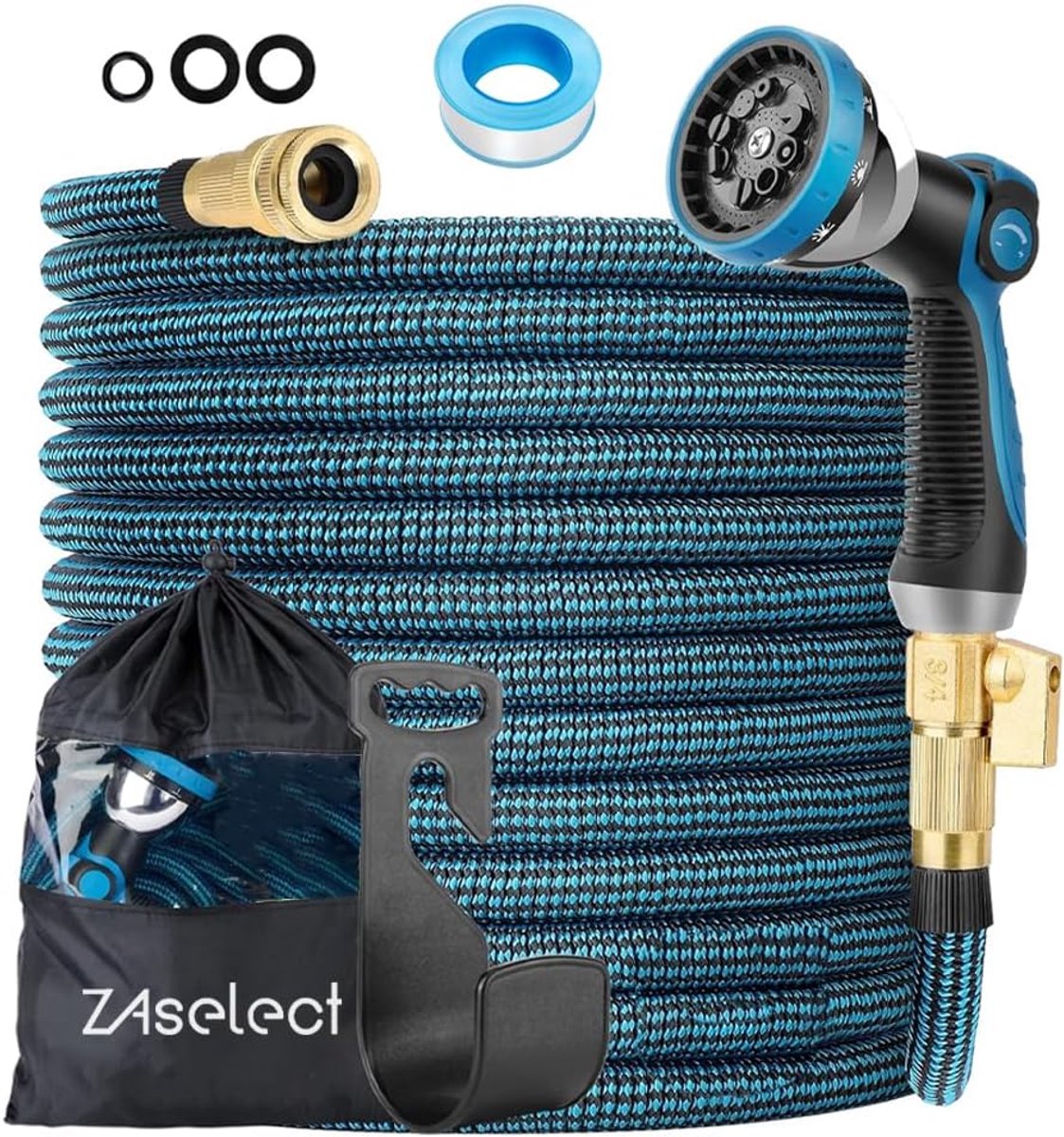 SnelShoppen - Uitbreidbare Tuinslang 60 Meter, Flexibele Water Slang met Extra Sterk Materiaal, Lichtgewicht en Lekvrij, 10 Dekspray Nozzle voor Water