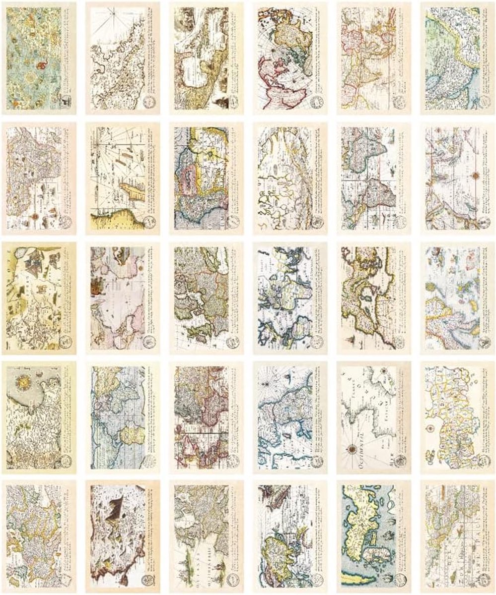 SnelShoppen - 30 Vintage Postcards - Retro Reisbureau Postkaarten - Premium 350gsm - 14x10cm - Oude Herinneringen Postkaarten - Wereldkaart - Perfect