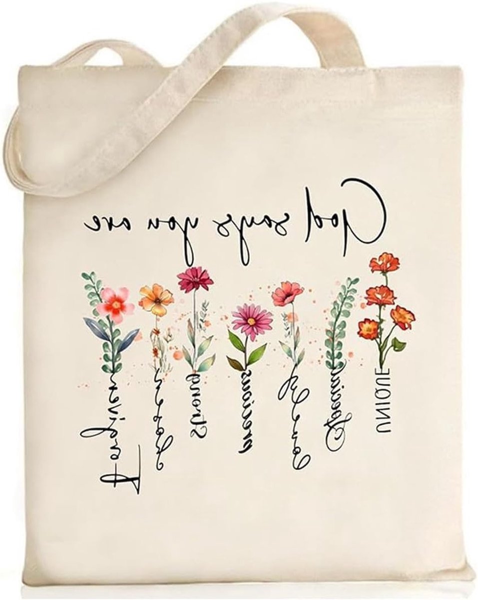 Bijbeltas van canvas met christelijke versen, robuust en herbruikbaar, ideaal voor dagelijks gebruik en als cadeau voor vrouwen