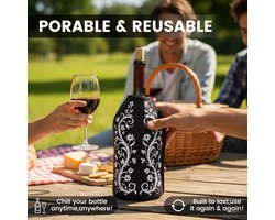 SnelShoppen - Wine Bottle Cooler, Koeler Flessensleeve, Gel Wijnfles Koeler Ice Pack Sleeve - Vrijstaand, Vodka, Tequila Koeler, Draagbaar (Zwart met