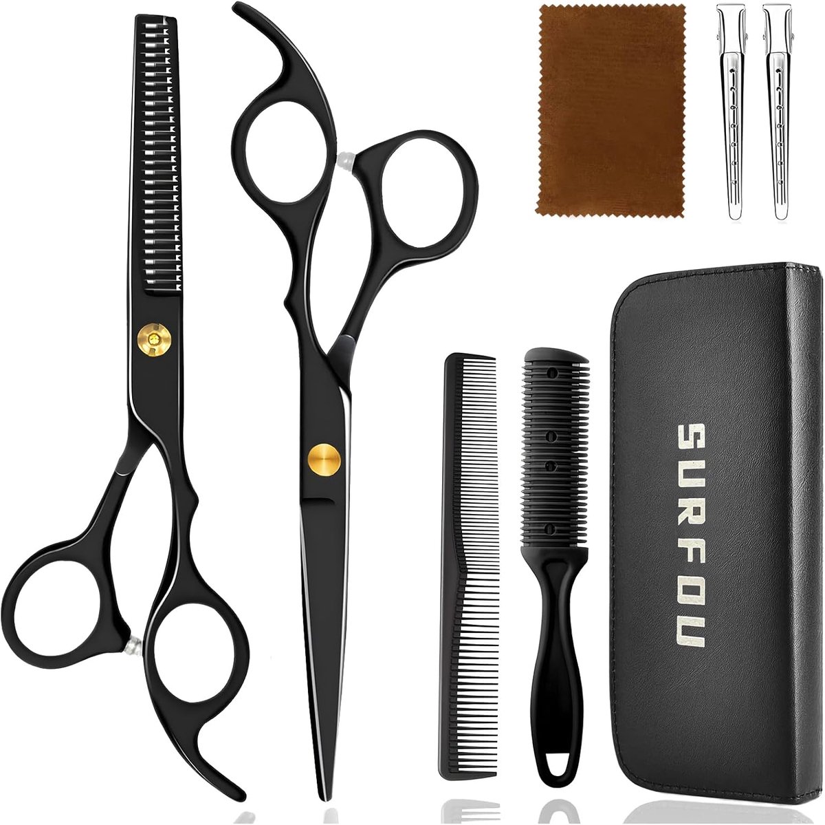 SnelShoppen - Professionele 17 cm Kappersscharen Set, 2 Stuks Rvs Dunscharen en Precisie Kappersschaar voor Haarstyling en Knippen