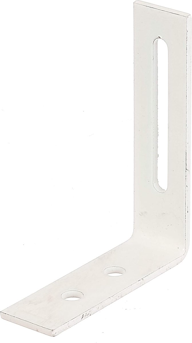 SnelShoppen - 50x Verstelbare Hoek met Sleufgat Wit Kunststof Coating 65x80x20mm - Staal Verzinkt - Perfect voor Doe-Het-Zelf Projecten, Meubelbouw en