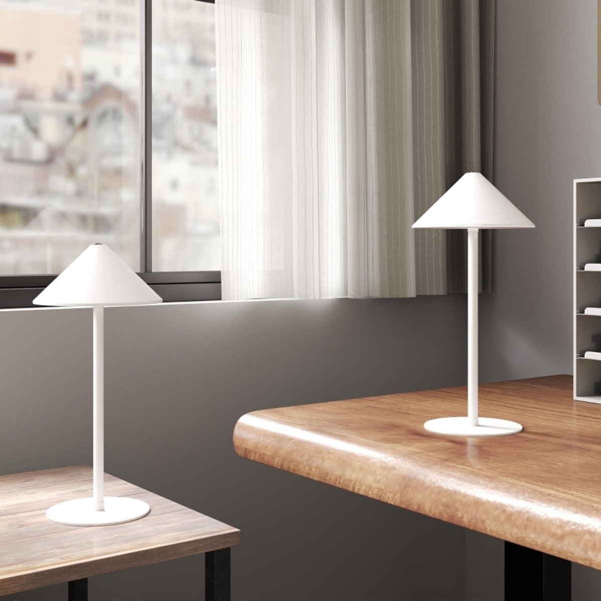 COVREO Tafellamp set van 2 15 x 31,5 cm wit metaal, oplaadbaar via USB en 3 lichtkleuren