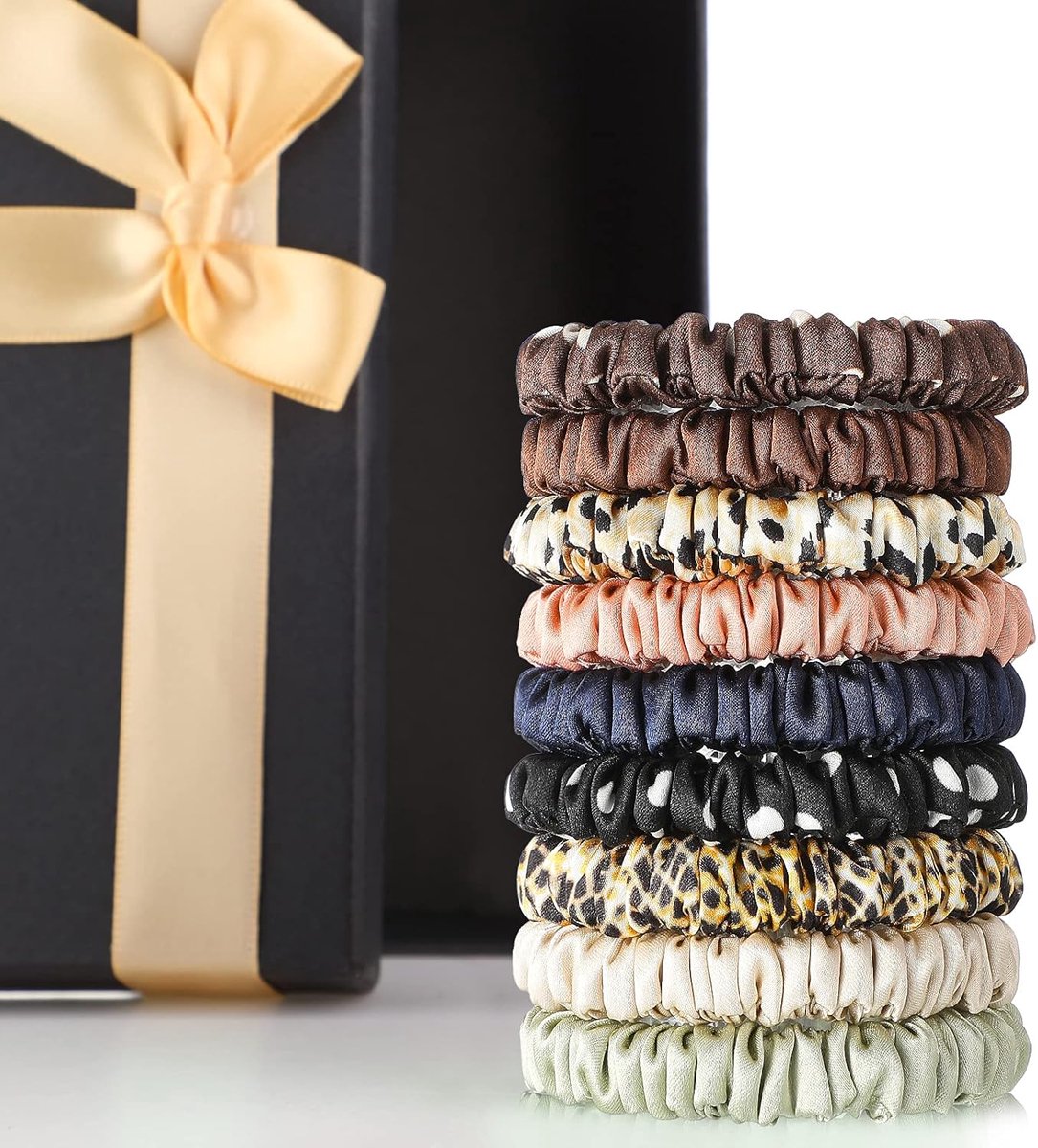 SnelShoppen - 9-delige Zijde Scrunchies Set - Dunne Zijde Haarbanden - Ponytail Houders - Luxe Haaraccessoires voor Vrouwen en Meisjes - Valentijnsdag