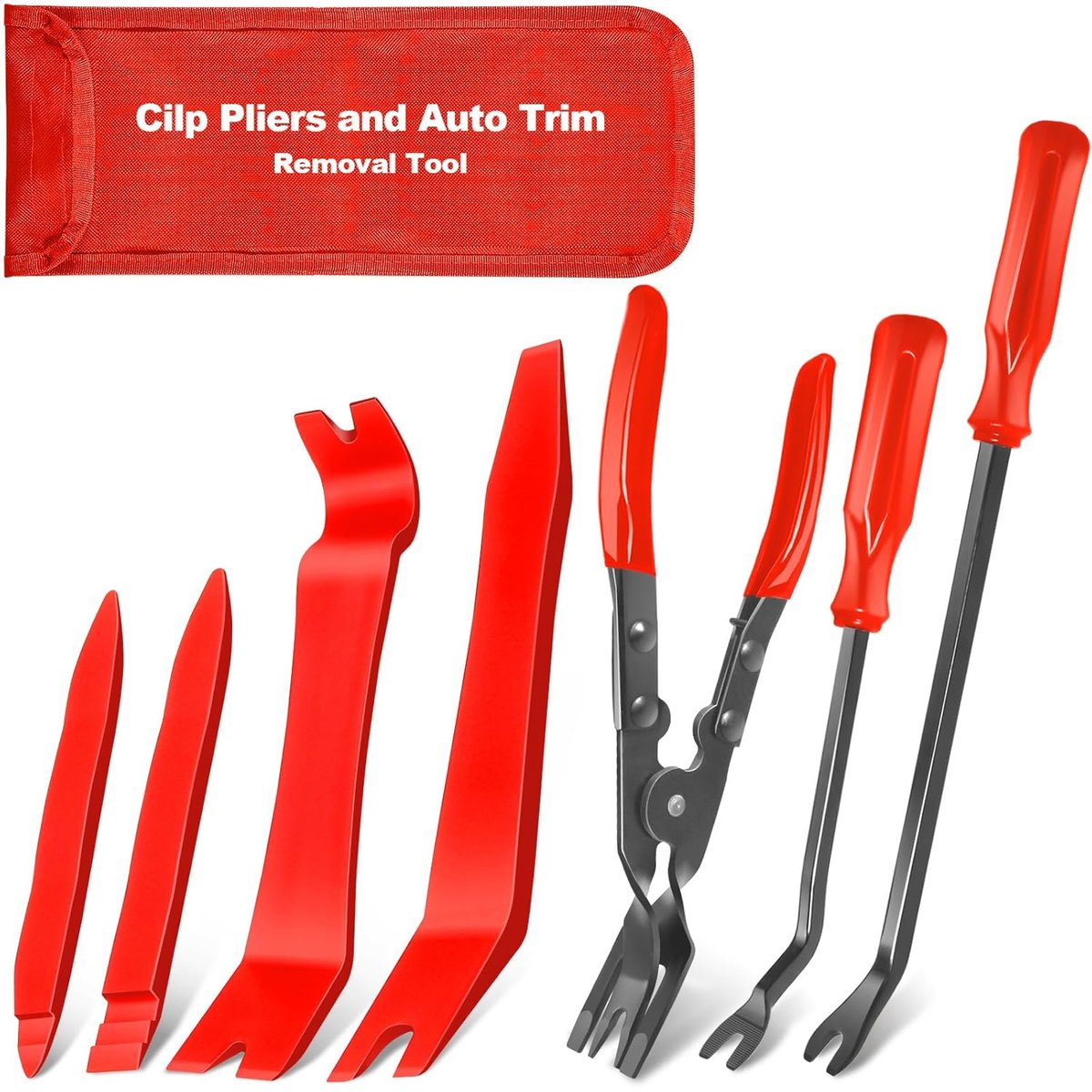 SnelShoppen - 7-delige Auto Clip Pliers Set en Fixing Remover, Car Trim Rivet Verwijder Tool Repair Kit met Opbergtas voor Auto Deurpanelen, Bekleding