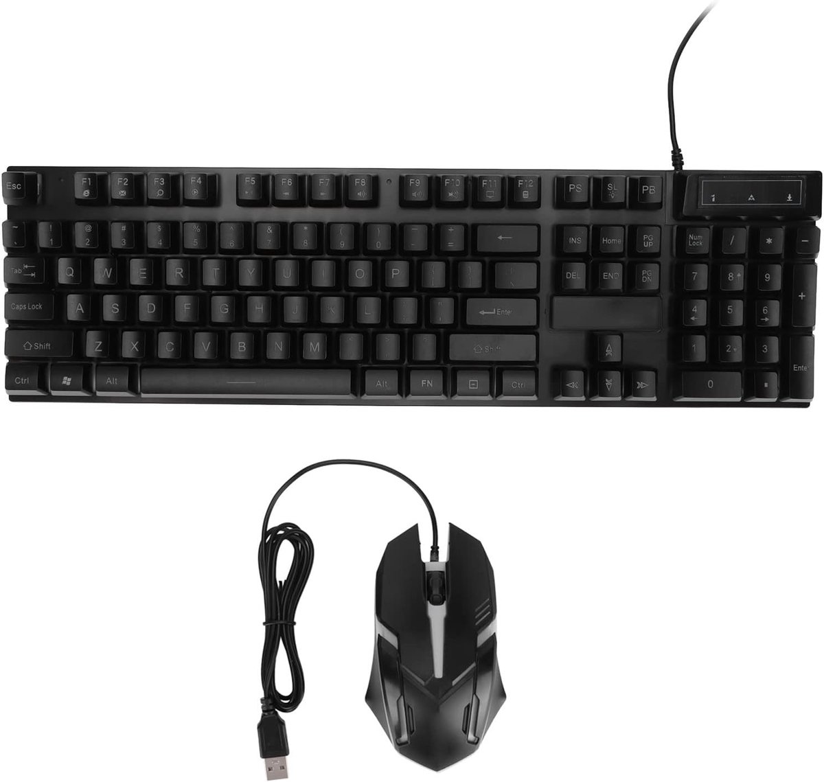 SnelShoppen - Wired Gaming Keyboard en Mouse Set - 104 Toetsen LED Verlicht Ergonomisch Waterdicht Gaming Toetsenbord en USB Muis Kit voor PC Gaming -