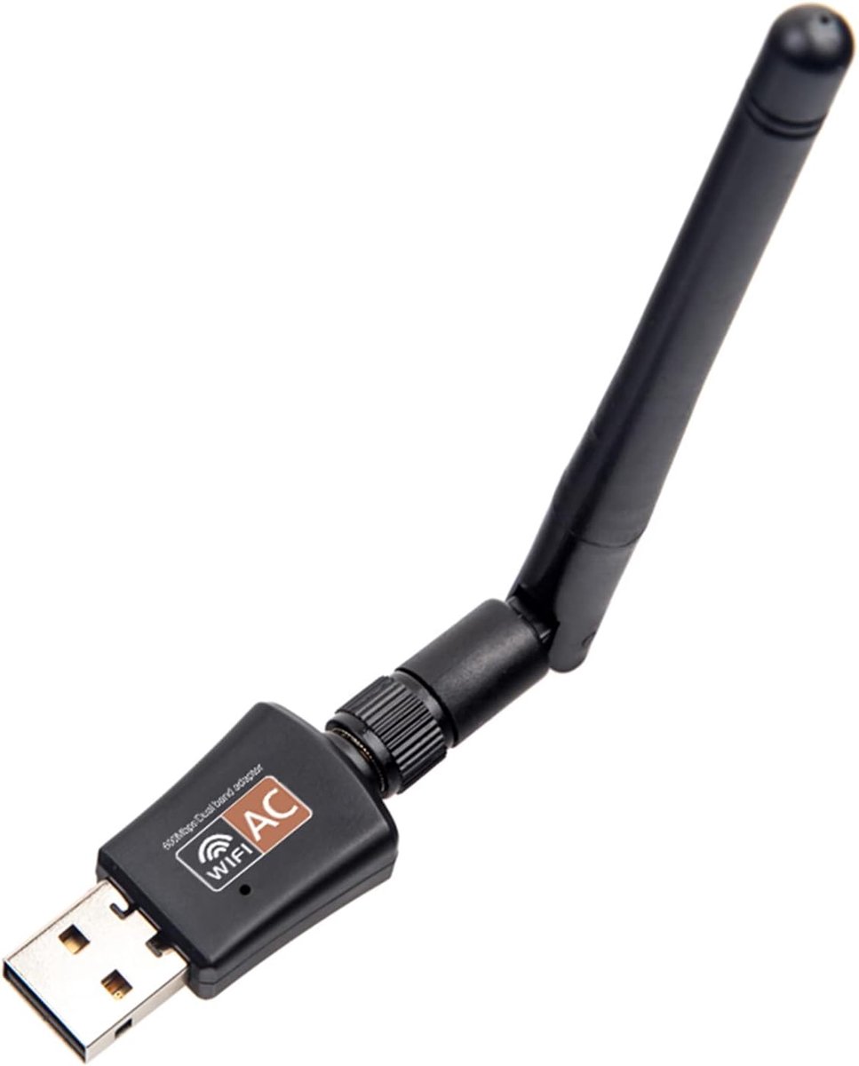SnelShoppen - USB WiFi Adapter voor PC, Dual Band 600Mbps, High-Gain Antennes, Compatibel met Windows 11/10/8/7/XP, Mac OS, Linux, Snelle WiFi Dongle