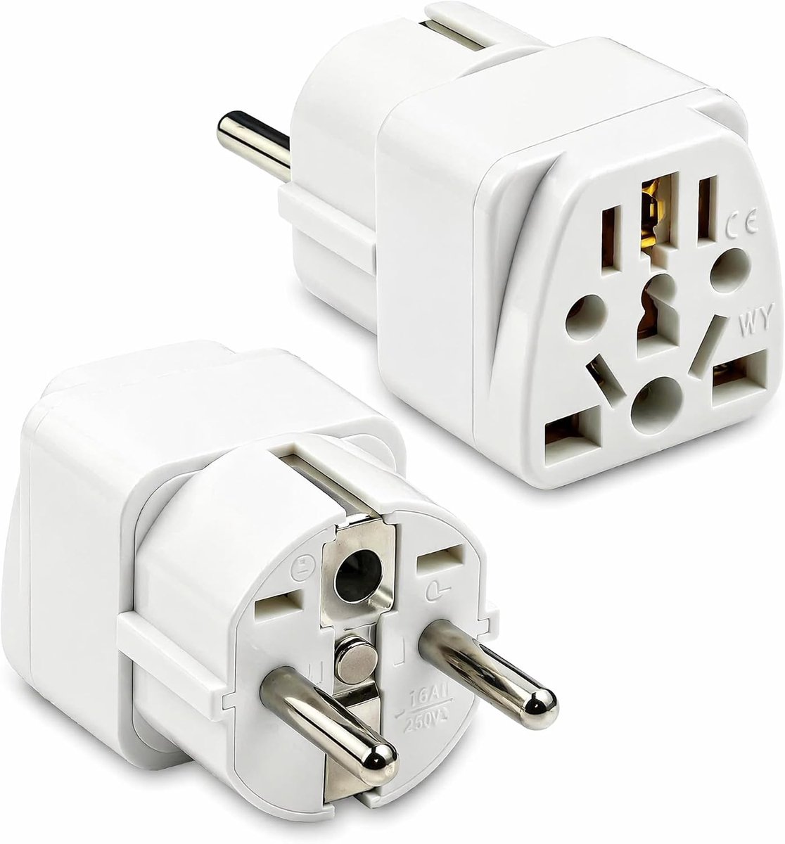 SnelShoppen - Universele Reisadapter 2 Stuks - Converter Type A B G I naar Europa - 2500W 250V 13A - Vlamvertragend ABS Koper - Compact en Compatibel