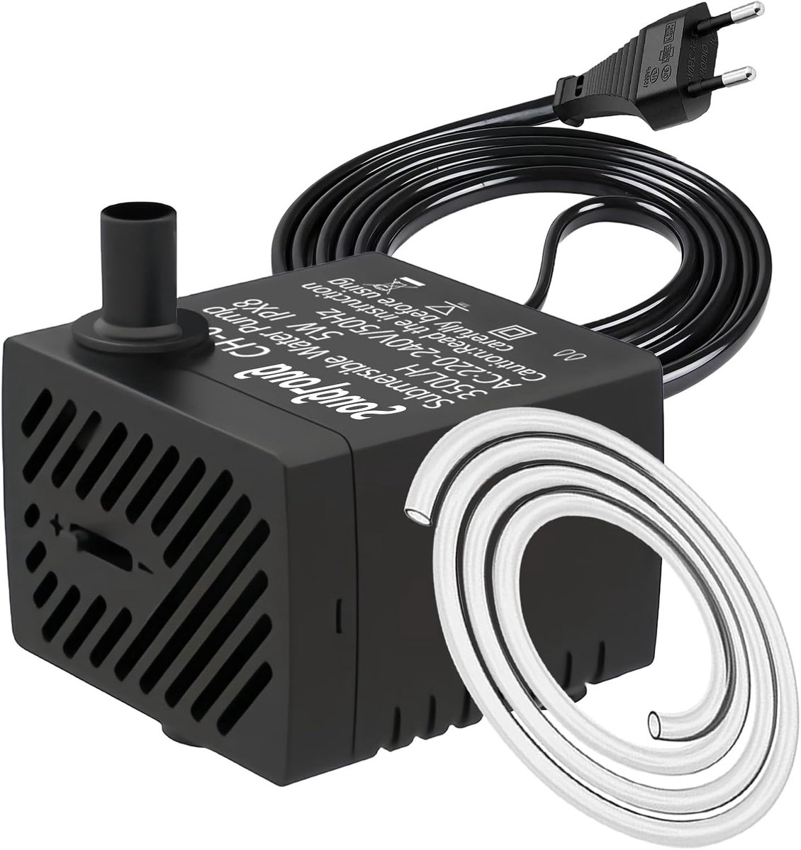 SnelShoppen - Ultra stille waterpomp 5W 350L/H voor tuinfontein, vijver, hydrocultuur, duurzaam, koper motor, energiezuinig, laag geluidsniveau